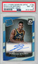 Donovan Mitchell Autographed 2017 Panini Donruss Optic Rated Rookie Card #188 (PSA NM-MT 8)