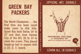 Green Bay Packers 1967 Gum Card