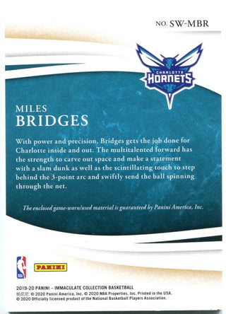 Miles Bridges Immaculate Jersey Card 44/99