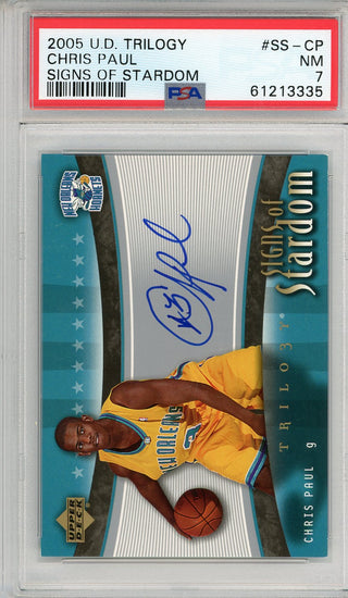 Chris Paul Autographed 2005 Upper Deck Trilogy Signs of Stardom Card #SS-CP (PSA NM 7)