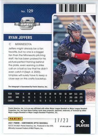 Ryan Jeffers Autographed 2021 Panini Contenders Optic Rookie Ticket Cracked Ice Card #129