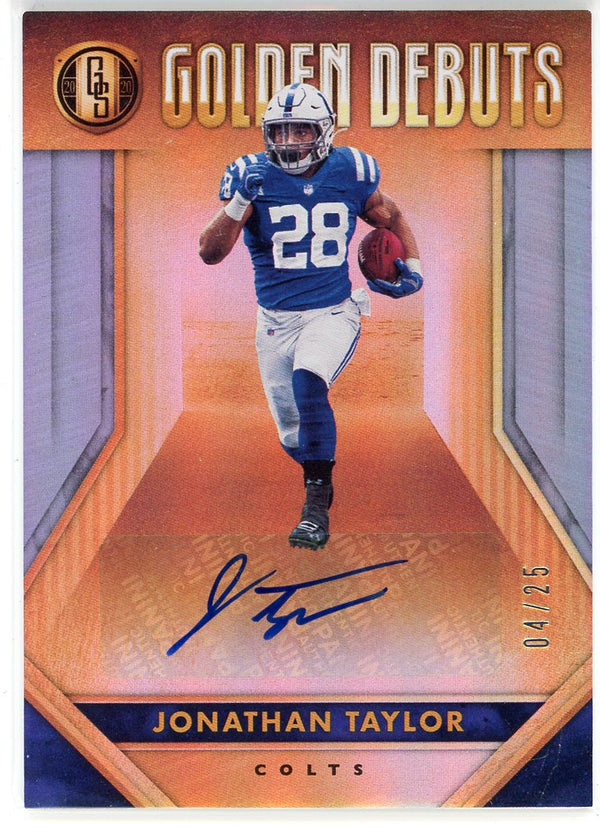 Jonathan Taylor Autographed 2020 Panini Gold Standard Golden Debuts Rookie Card #GD9