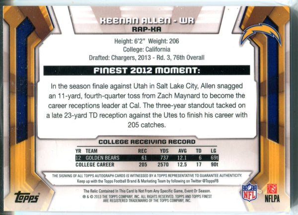 Keenan Allen Autographed 2013 Topps Finest Rookie Jersey Card