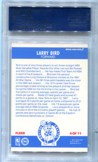 Larry Bird 1987-88 Fleer Sticker #4 PSA NM 8 Card