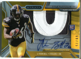 Le'Veon Bell Autographed 2013 Topps Strata Clear Cut Jersey Card