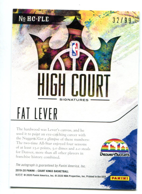 Fat Lever 2019-20 Panini Court Kings High Court #HCFLE Auto Card /99