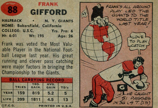 Frank Gifford 1957 Topps Card