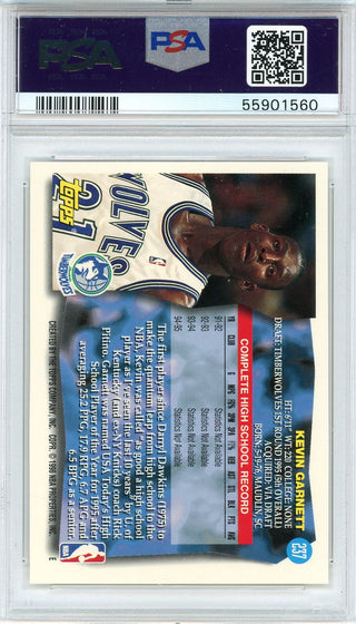 Kevin Garnett 1995 Topps Rookie Card #237 (PSA)