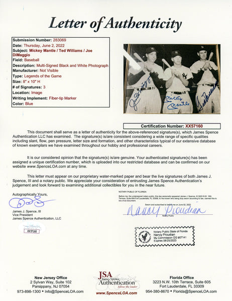 Joe DiMaggio and Mickey Mantle Multi Signed Photograph. Baseball, Lot  #42119
