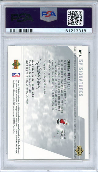 Dwyane Wade Autographed 2003 Upper Deck Sp Authentic Sp Signatures Card #DY-A (PSA NM 7)