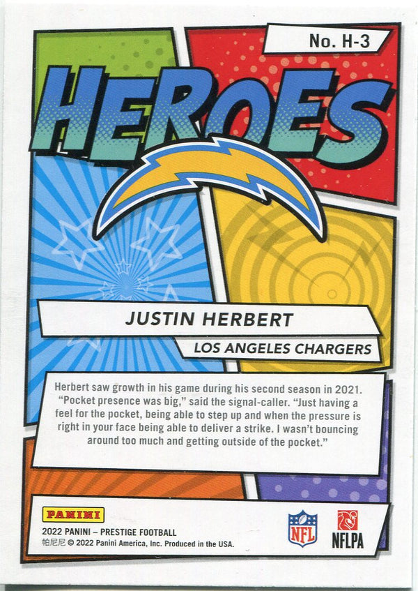 Justin Herbert 2022 Panini Prestige Football Heroes Card