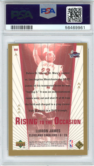 LeBron James 03 Upper Deck MVP Rising to the Occasion Rookie Card #RO2 (PSA)