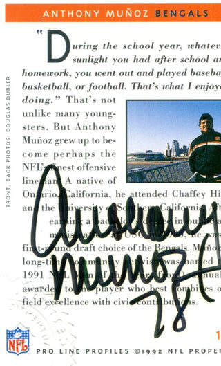 Anthony Munoz Autographed Pro Line Card