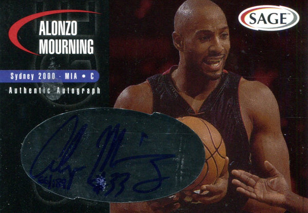 Alonzo Mourning Autographed Sage Card