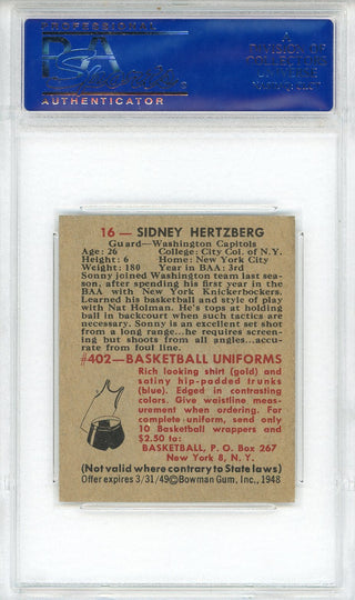 Sid Hertzberg 1948 Bowman Card #16 (PSA NM 7)