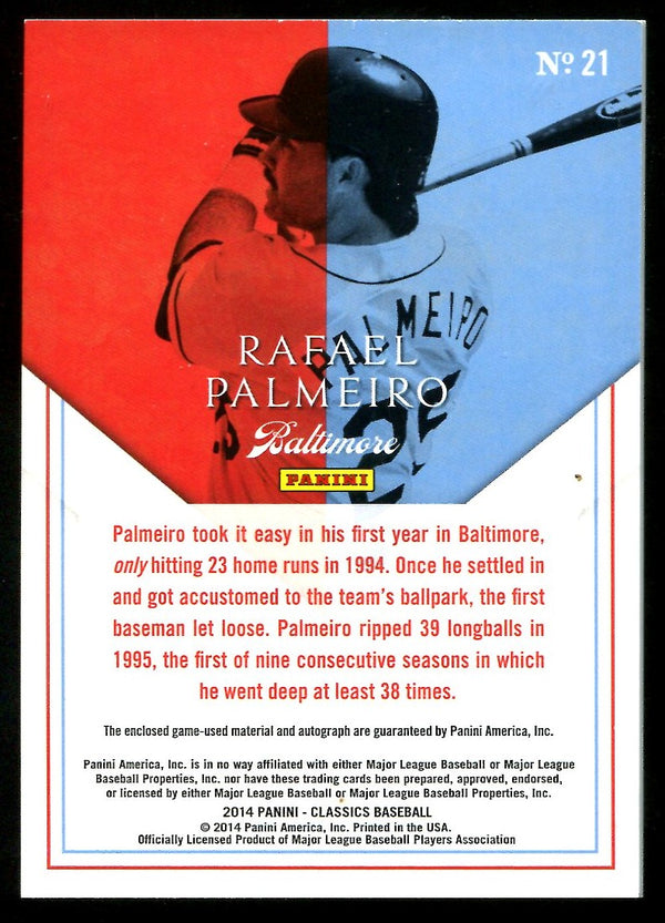 Rafael Palmeiro 2014 Panini Classics Home Run Heroes Game-Used/Autographed Card #2/10