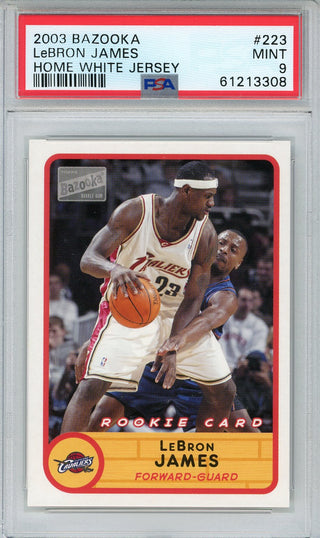 LeBron James 2003 Topps Bazooka Home White Jersey Card #223 (PSA Mint 9)