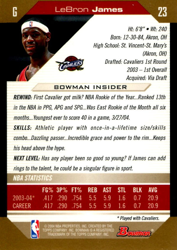 LeBron James 2004 Bowman #23 Unsigned Card