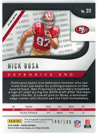 Nick Bosa Autographed 2019 Panini Prizm Red Prizm Rookie Card #311