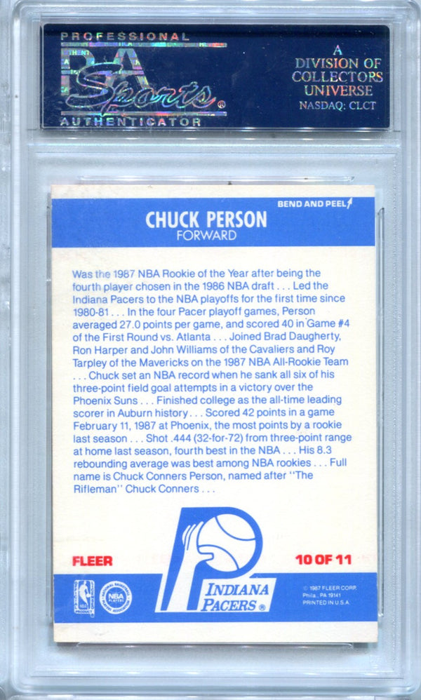 Chuck Person 1987 Fleer Sticker #10 PSA NM 8 Card