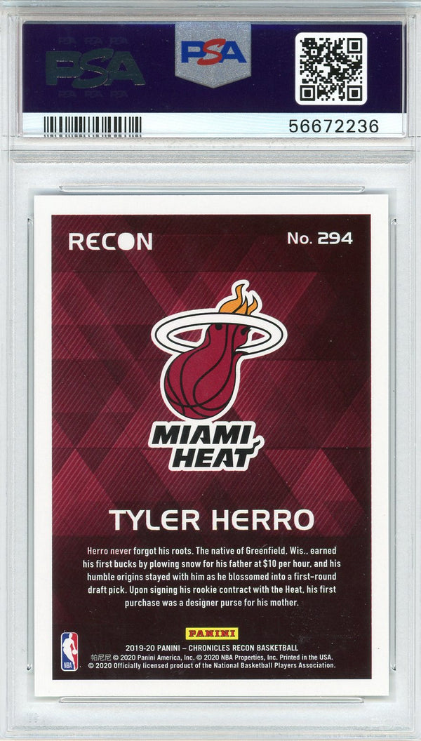 Tyler Herro Autographed 2019 Panini Chronicles Recon Rookie Card #294 (PSA)