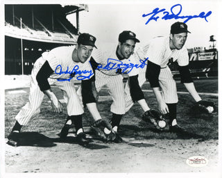 Carey / Rizzuto / McDougald Signed Black & White NY Yankees Baseball 8x10 Photo (JSA)