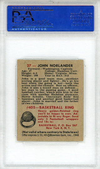 John Norlander 1948 Bowman Card #27 (PSA NM 7)
