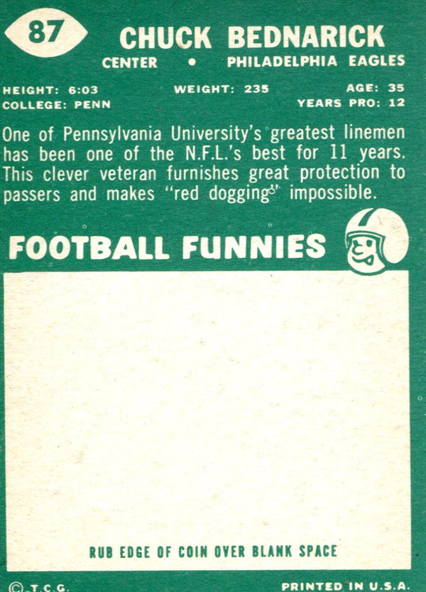 Chuck Bednarick 1960 Topps Card