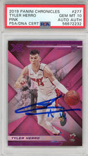 Tyler Herro Autographed 2019 Panini Chronicles Recon Pink Rookie Card #294 (PSA)