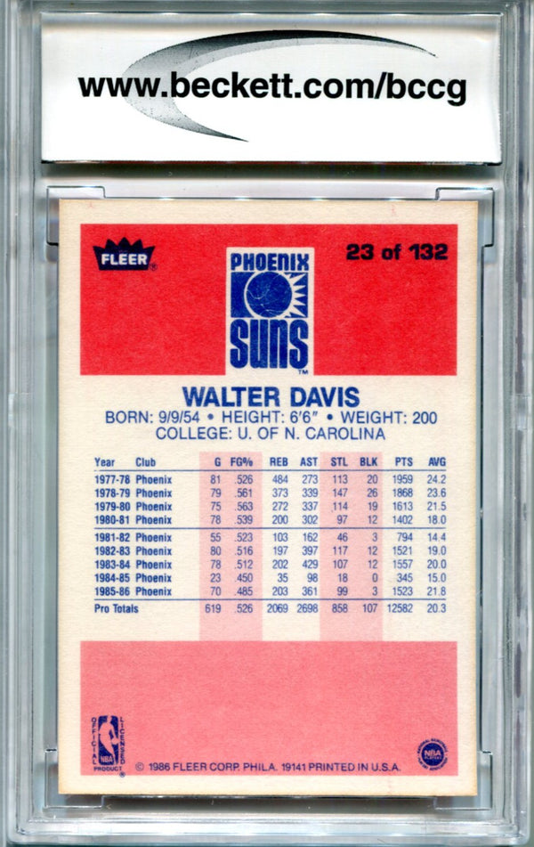Walter Davis 1986-87 Fleer Premier #23 BCCG NM 9 Card