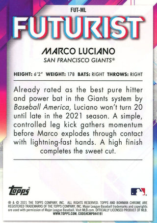 Marco Luciano 2021 Bowman Chrome Card