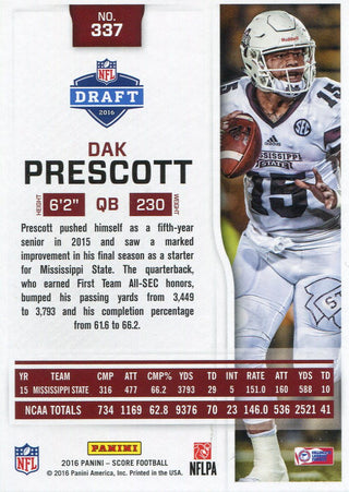 Dak Prescott 2016 Panini Score Rookie Card