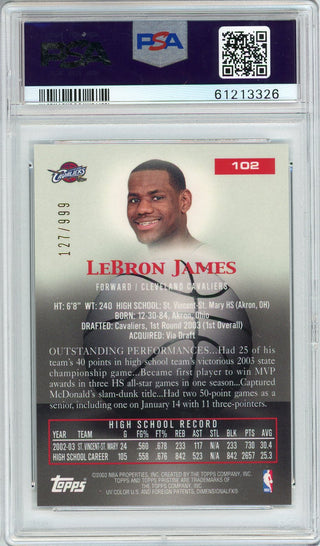 LeBron James 2003 Topps Pristine Card #102 PSA NM 7