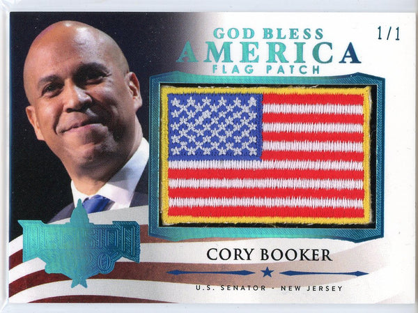 Cory Booker 2020 Leaf Decision God Bless America Flag Patch Card #GBA-15