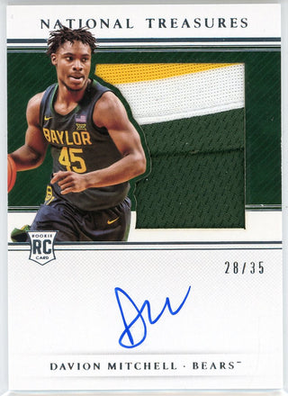 Davion Mitchell Autographed 2021 Panini National Treasures Collegiate Rookie Patch Card