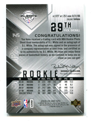 D.J White 2008 Upper Deck SPx Jersey Autographed Rookie Card #145 /599