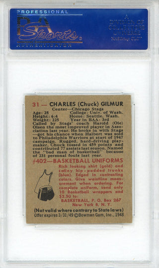 Charles Gilmur 1948 Bowman Card #31 (PSA NM 7)
