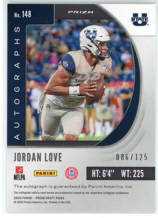 Jordan Love Autographed 2020 Panini Prizm Draft Picks Orange Prizm Rookie Card #148