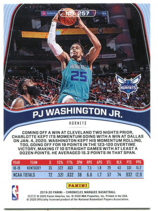 PJ Washington Panini Chronicles Marquee Rookie Card
