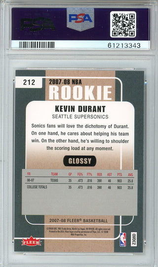 Kevin Durant 2007 Fleer Card #212 (PSA Mint 9)