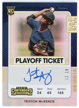 Triston McKenzie Autographed 2021 Panini Contenders Playoff Ticket Card #114