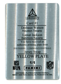 Lamar Jackson/Deshaun Watson 2020 Panini Luminance Yellow Printing Plate 1/1 Card
