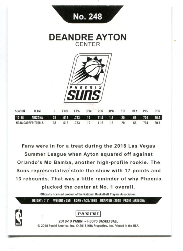 Deandre Ayton 2018-19 Panini NBA Hoops #248 RC