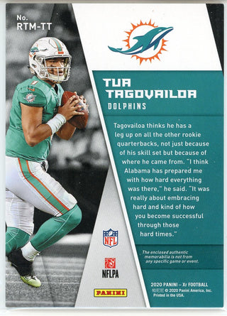 Tua Tagovailoa 2020 Panini Xr Triple Threats Rookie Patch Card #RTM-TT