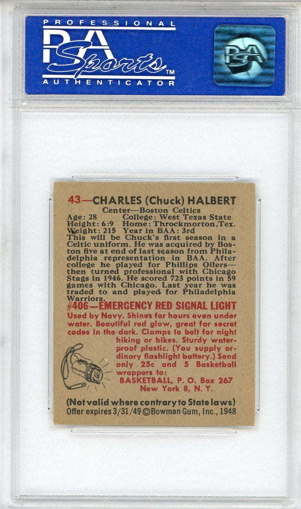 Charles Halbert 1948 Bowman Card #43 (PSA NM-MT 8)