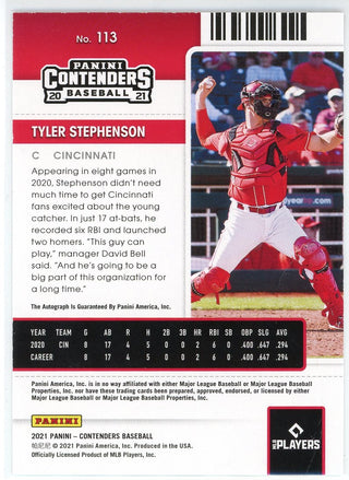 Tyler Stephenson Autographed 2021 Panini Contenders Building Blocks Ticket Card #113