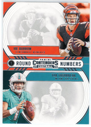 Tua Tagovailoa & Joe Burrow 2020 Panini Contenders Round Numbers Rookie Card #RN-BT