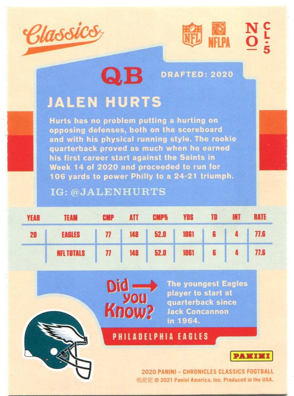 Jalen Hurts Panini Classics 2020 Rookie