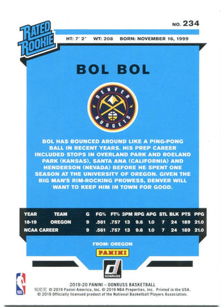 Bol Bol Donruss Rated Rookie Card 2019-20