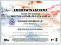 Vladimir Guerrero Jr. Autographed 2020 Topps Inception Patch Card #IAP-VGJ
